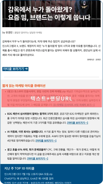 위픽레터 정기 뉴스레터 하단 단신 텍스트 실제 노출 예시